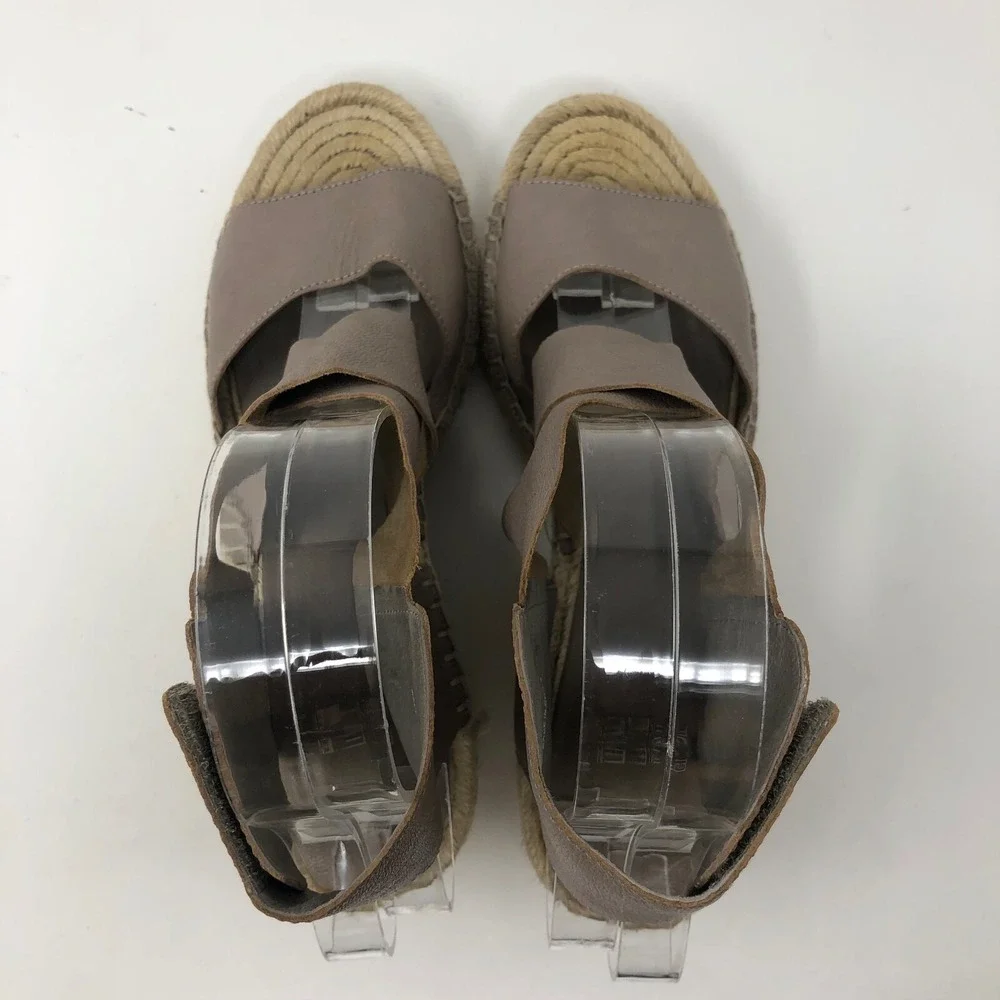 Eileen Fisher Willow Espadrille Wedge Sandal Womens 8 Beige Wide Strap Boho